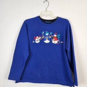 Karen Scott Grannicore Snowmen Christmas Sweatshirt Size S.